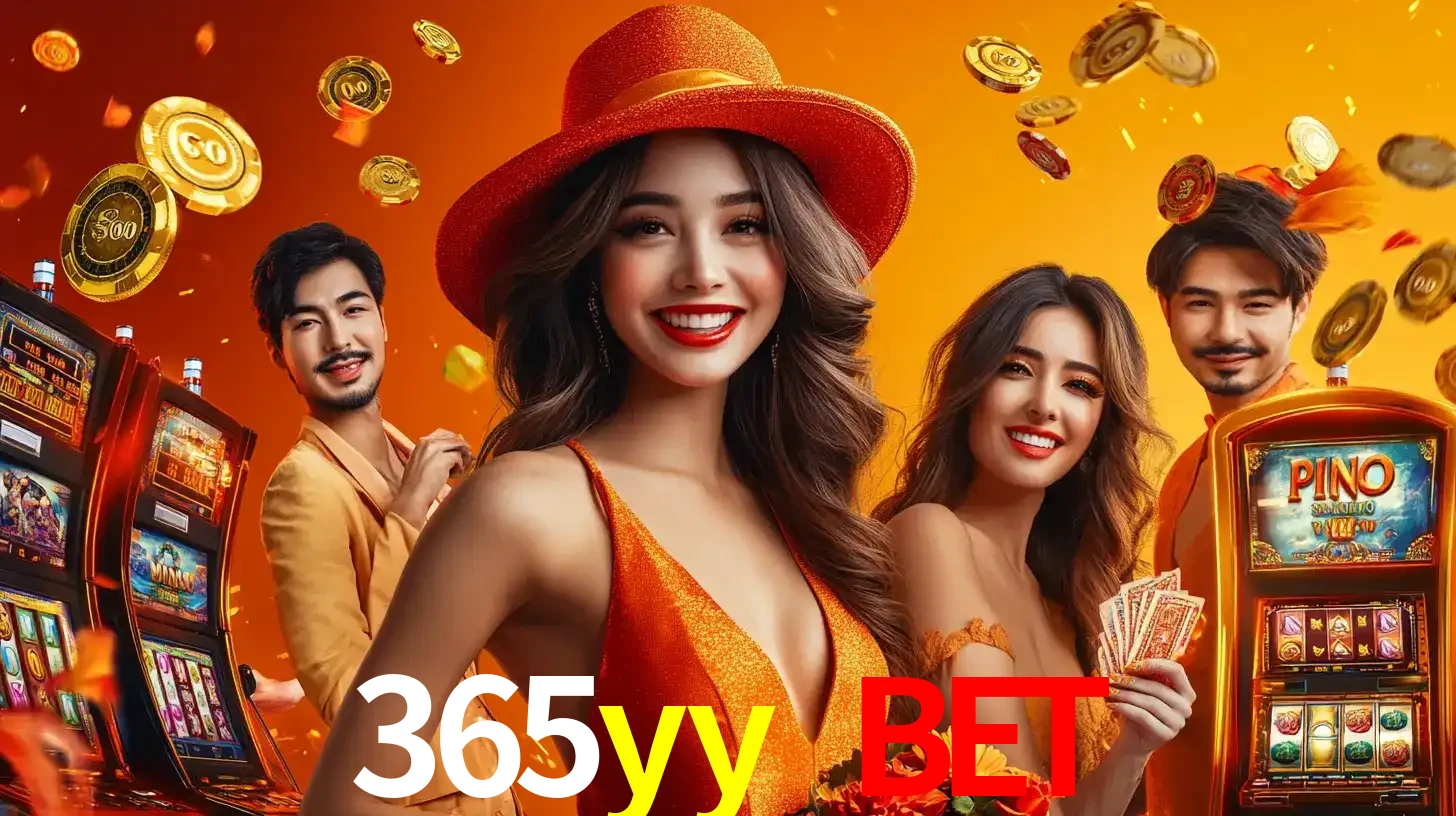 Grupo de amigos asiáticos sorrindo e se divertindo com máquinas de caça-níqueis em um ambiente festivo, celebrando suas vitórias nos jogos de cassino do 365yy bet.