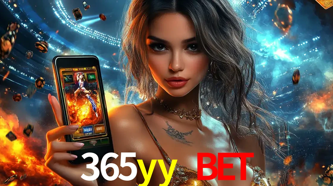 Mulher segurando um celular com um jogo de slot em destaque, tendo como fundo um estádio vibrante, simbolizando a emoção de jogar no cassino móvel 365yy bet.